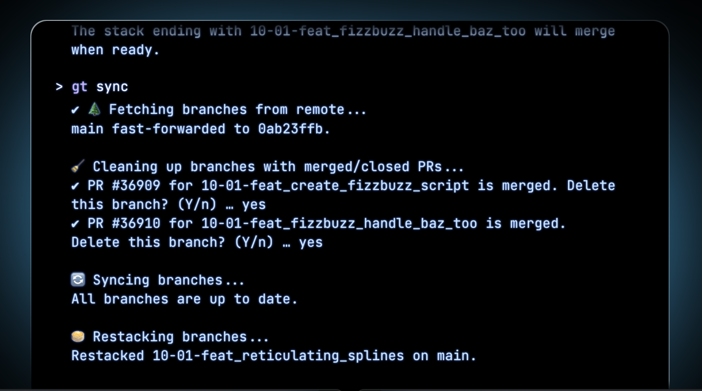 screenshot of the Graphite CLI