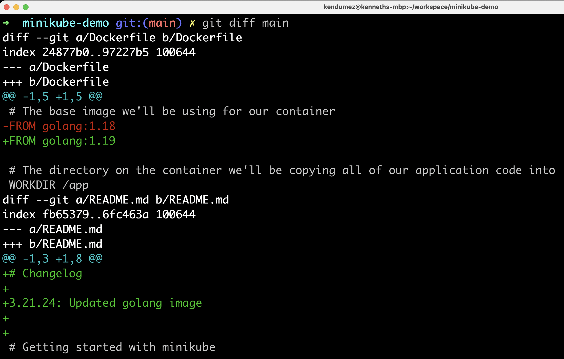 example of git diff <branch-name>