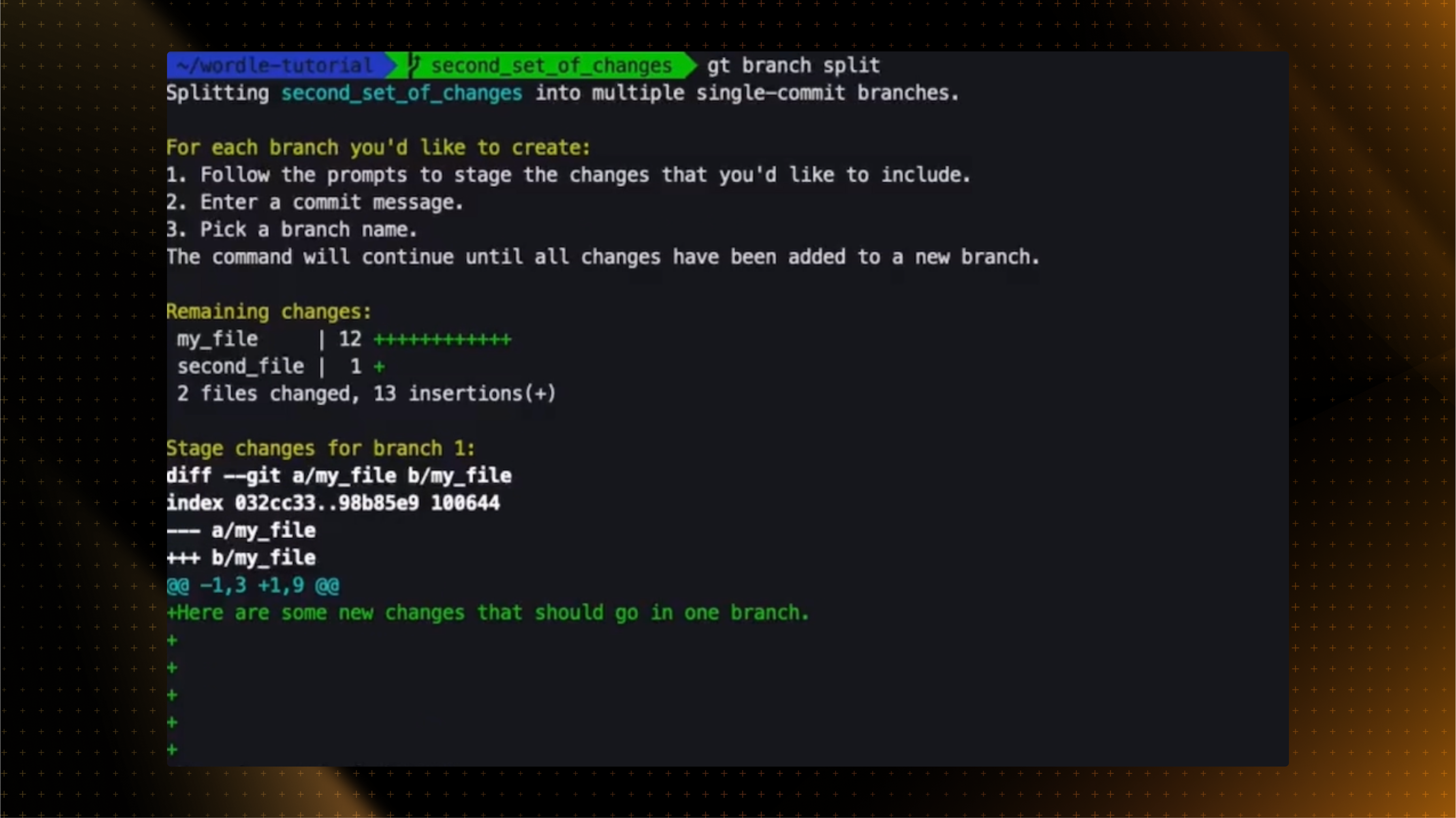 Split branch by hunk